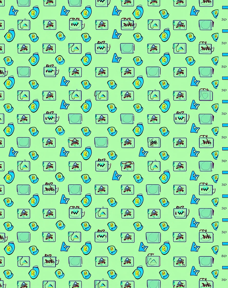 Teal Blue Yellow Objects Geometric Rug
