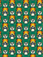 Whimsical Yellow Dog Art Deco Rug