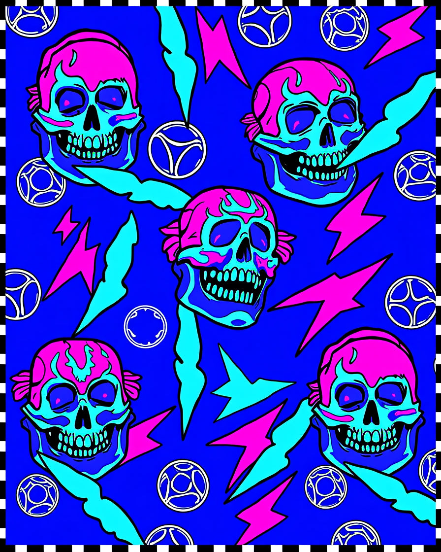 Bold Skull Lightning Bolt Trio Rug