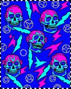 Bold Skull Lightning Bolt Trio Rug