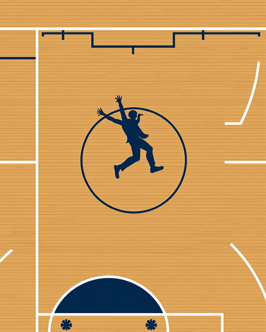 Sporty Basketball Court Play Silhouette Rug