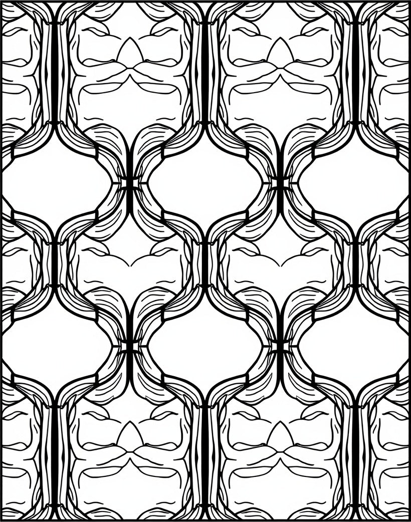 Black White Organic Vine Scroll Rug