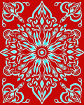Crimson Teal Mandala Floral Ornament Rug