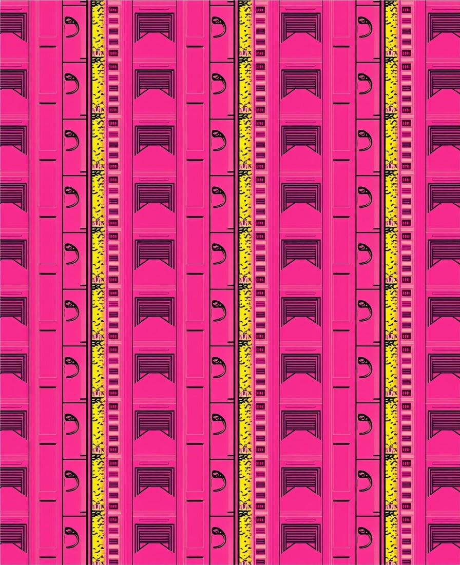 Pink Yellow Vertical Stripe Deco Rug