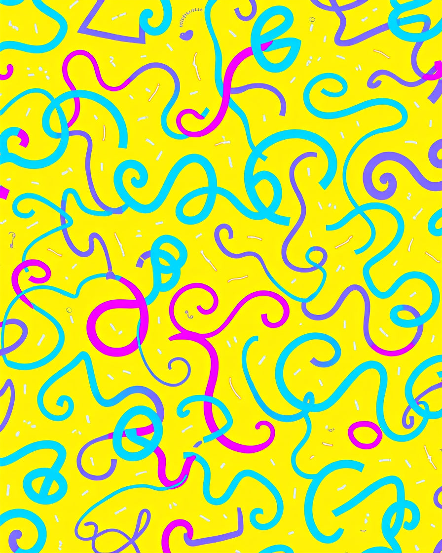 Bright Yellow Swirling Confetti Lines Rug