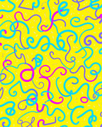 Bright Yellow Swirling Confetti Lines Rug
