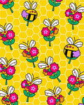 Whimsical Yellow Bee Floral Hive Rug