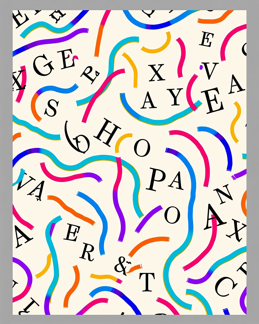 Abstract Confetti Letter Scatter Rug