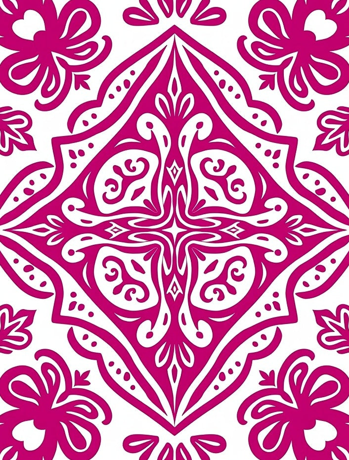 Vibrant Magenta Floral Medallion Rug