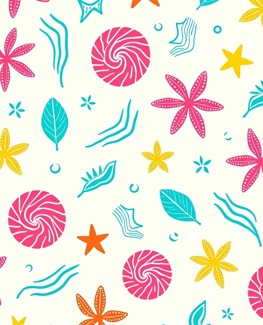 Whimsical Sea Life Starfish Swirls Rug