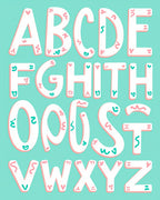 Whimsical Pink Teal Alphabet Letters Rug