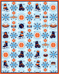 Ice Skates Snowflake Blue Orange Collage Rug