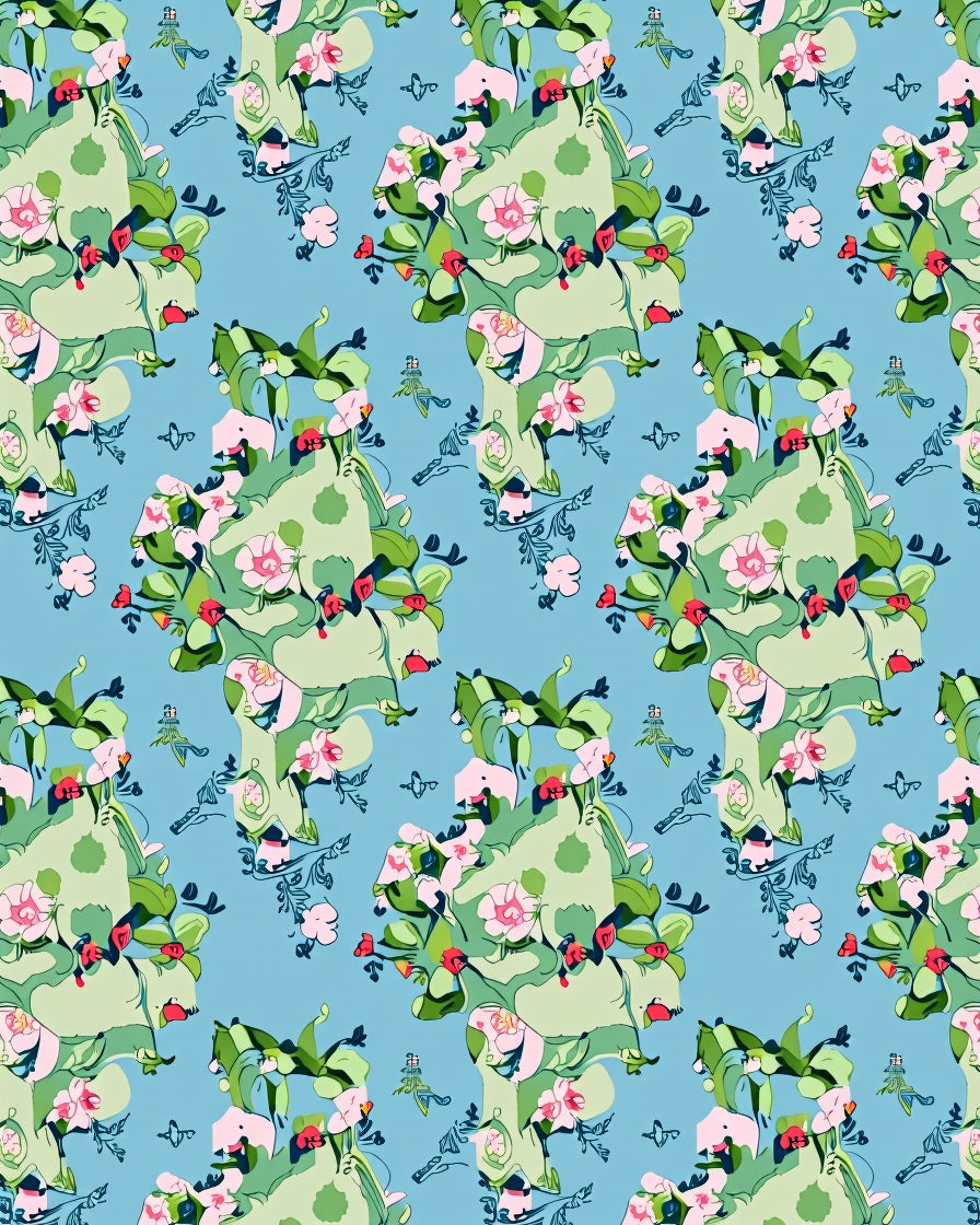 Whimsical Pink Blossom Garden Panorama Rug