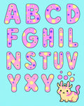 Pink Purple Yellow Polka Dot Alphabet Rug