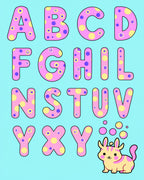 Pink Purple Yellow Polka Dot Alphabet Rug