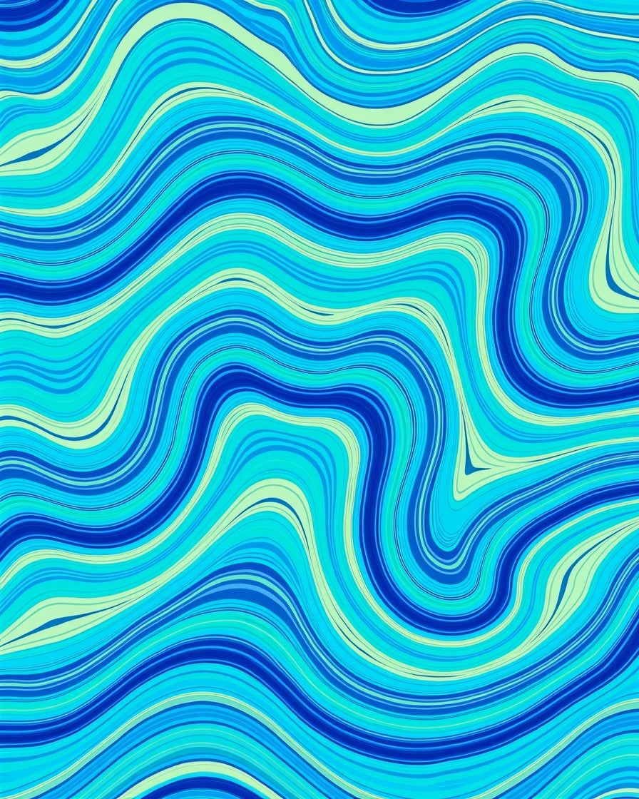 Aqua Blue Swirling Marbled Lines Rug