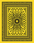 Vibrant Yellow Floral Sunburst Border Rug
