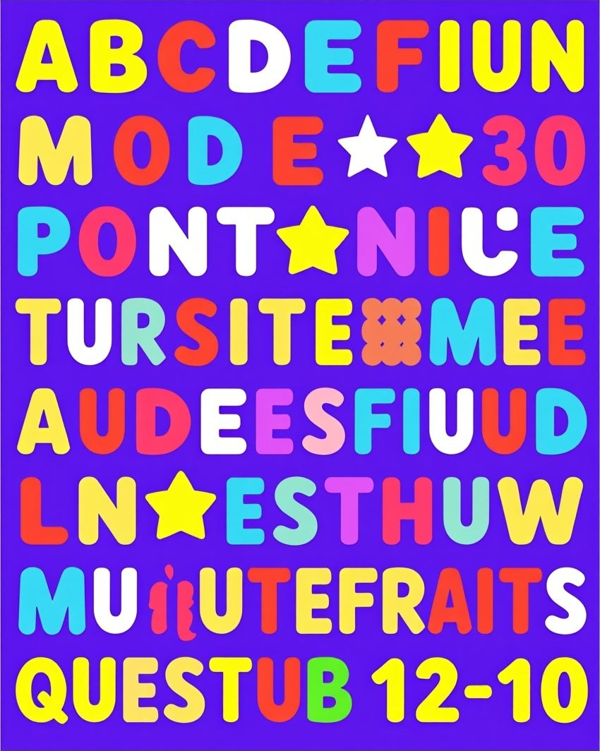 Colorful Alphabet Stars Numbers Rug