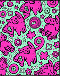 Whimsical Pink Critter Mint Collage Rug