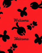 Red Black Whimsical Turtle Collection Rug