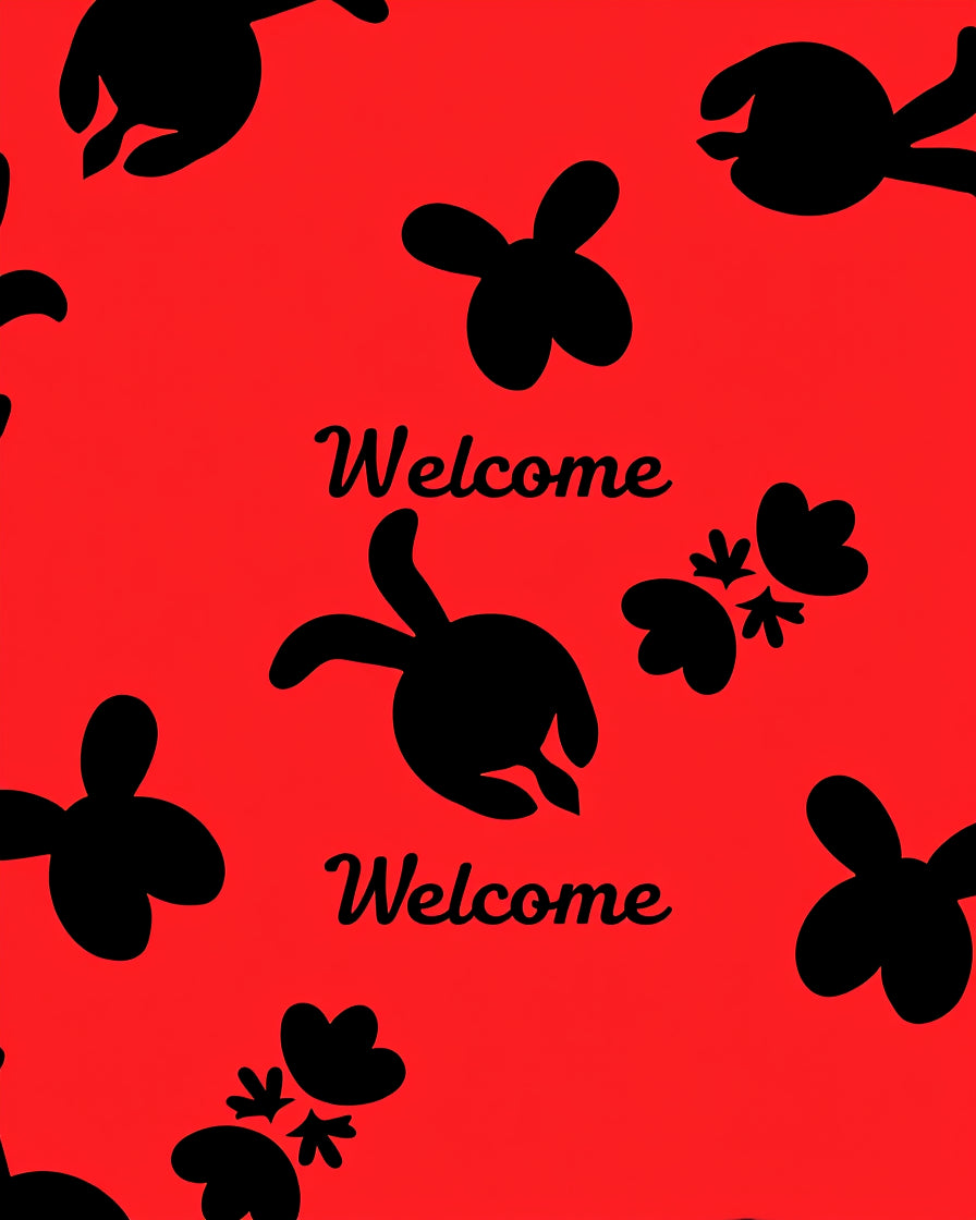 Red Black Whimsical Turtle Collection Rug