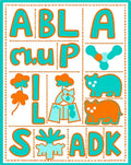 Alphabet Animals With Turquoise Orange Rug