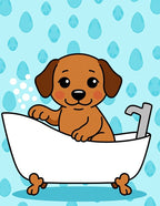 Cute Puppy Bathtime Bubbles Rug