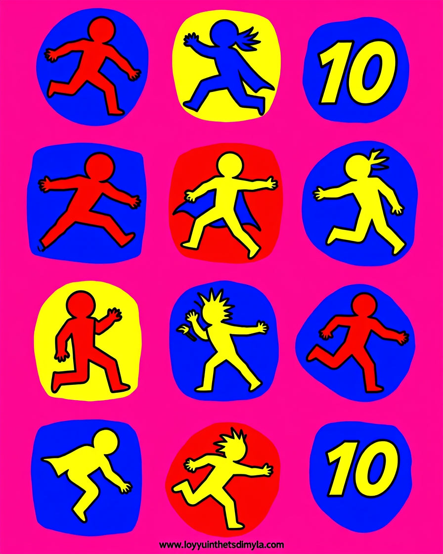Vibrant Figures Red Yellow Blue Circles Rug