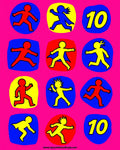 Vibrant Figures Red Yellow Blue Circles Rug