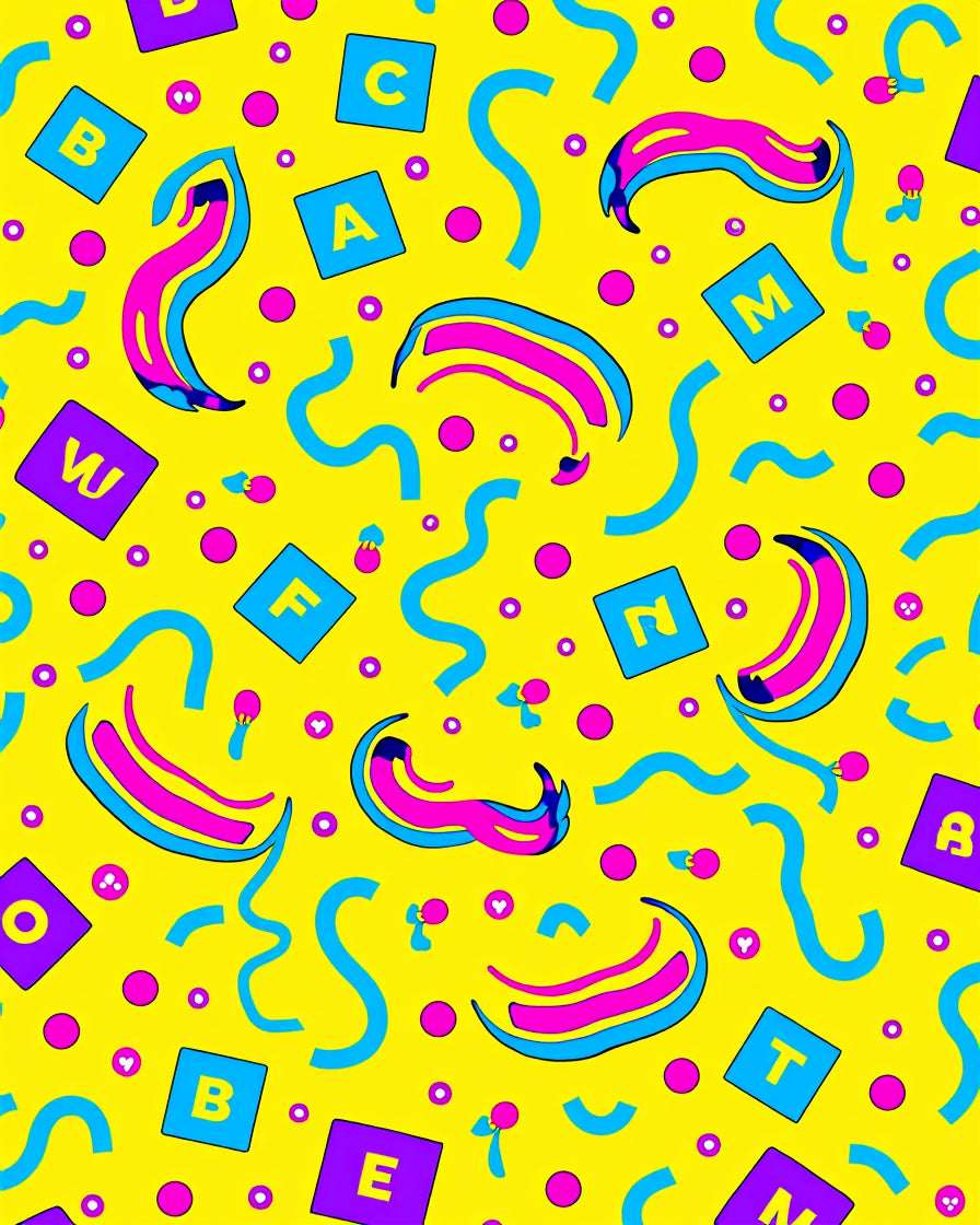 Bright Yellow Playful Alphabet Curvy Rug