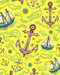 Nautical Yellow Anchor And Sailboat Collection Rug