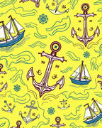 Nautical Yellow Anchor And Sailboat Collection Rug