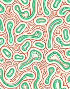 Groovy Red Green Organic Swirl Rug
