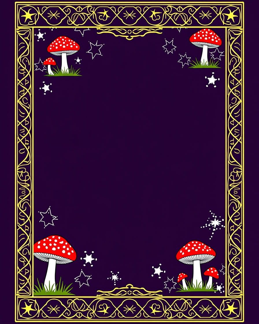 Dreamy Red Mushroom Stars Border Rug