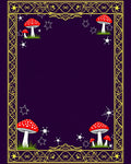 Dreamy Red Mushroom Stars Border Rug
