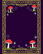 Dreamy Red Mushroom Stars Border Rug