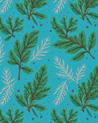 Teal Green Pine Branch Illustration Rug