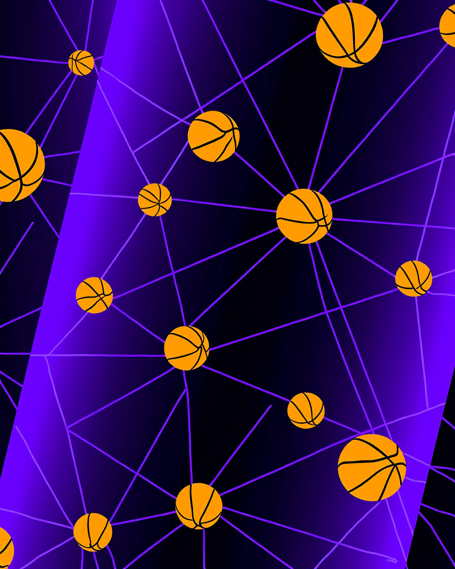 Orange Basketball Grid Gradient Rug