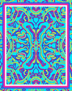Psychedelic Swirls Blue Pink Yellow Rug