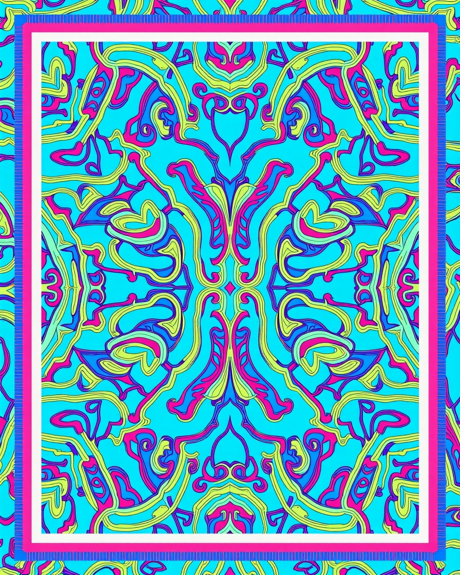 Psychedelic Swirls Blue Pink Yellow Rug