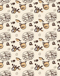 Playful Beige Character Collage Rug