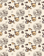 Playful Beige Character Collage Rug
