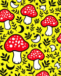 Red White Mushroom Yellow Botanical Garden Rug