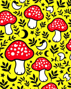 Red White Mushroom Yellow Botanical Garden Rug