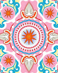 Playful Pink Orange Starburst Mandala Rug
