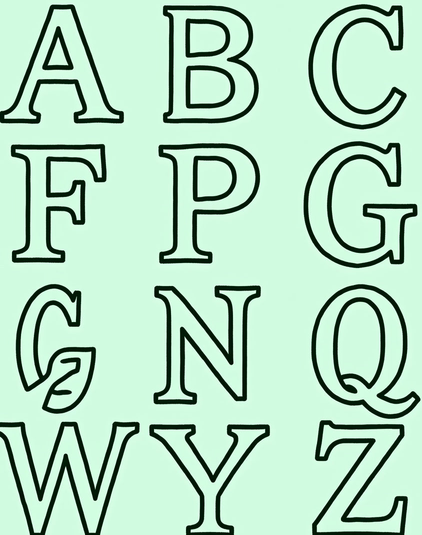 Bold Alphabet Outline Graphic Rug