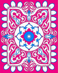 Bold Pink And Blue Ornate Mandala Rug