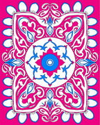 Bold Pink And Blue Ornate Mandala Rug