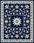 Navy Cream Floral Medallion Botanical Rug