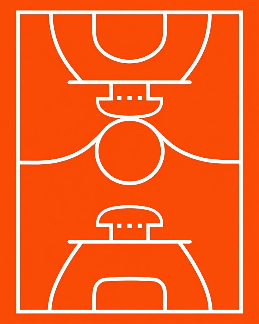 Bold Orange Geometric Court Rug